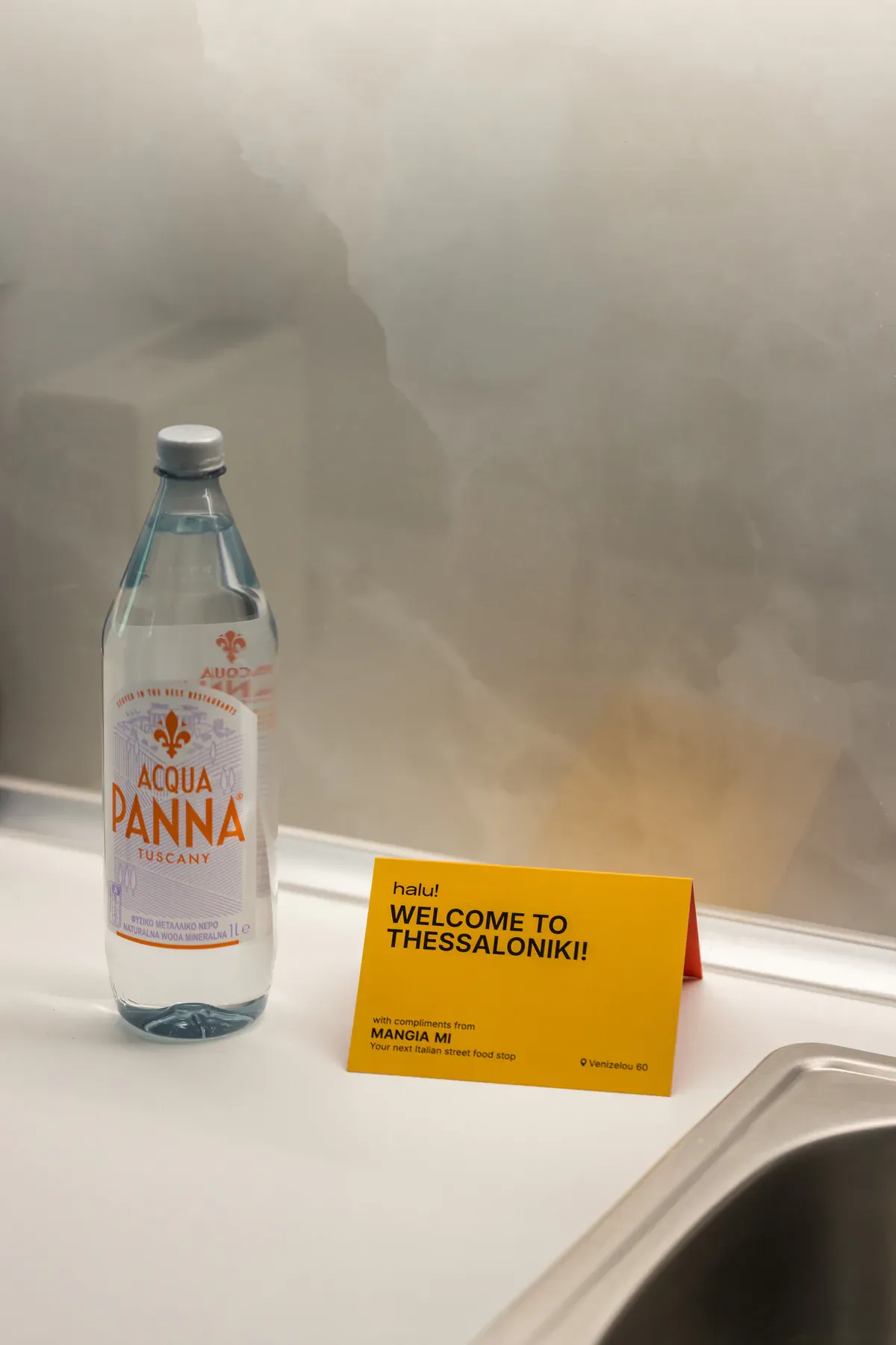 Welcome amenities in the apartment kitchenette