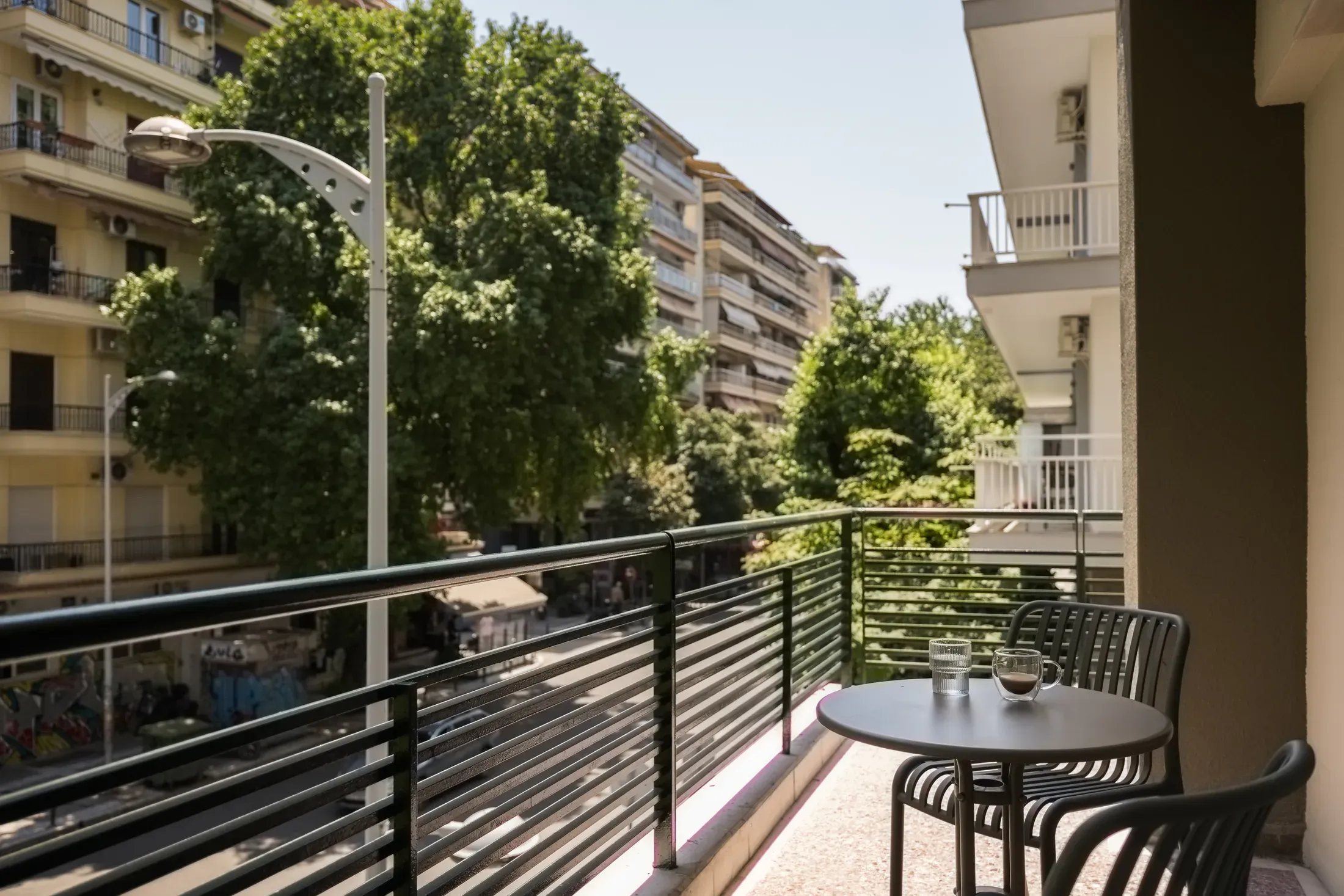 Side view from the private apartment balcony