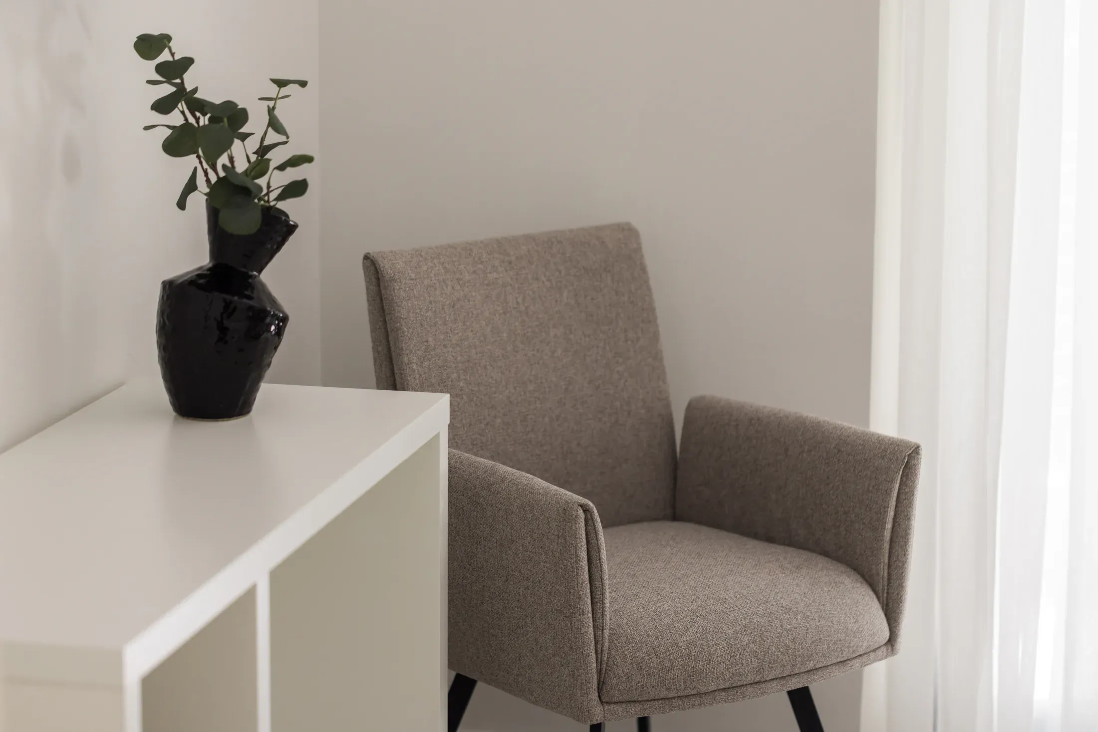 Dining chair and table beside the living room