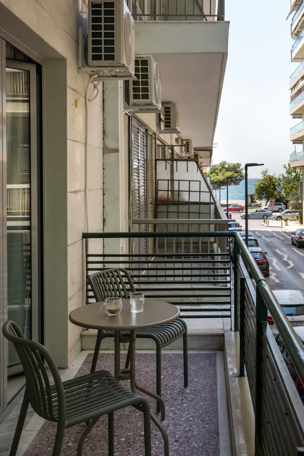 Private balcony with a side view towards the sea